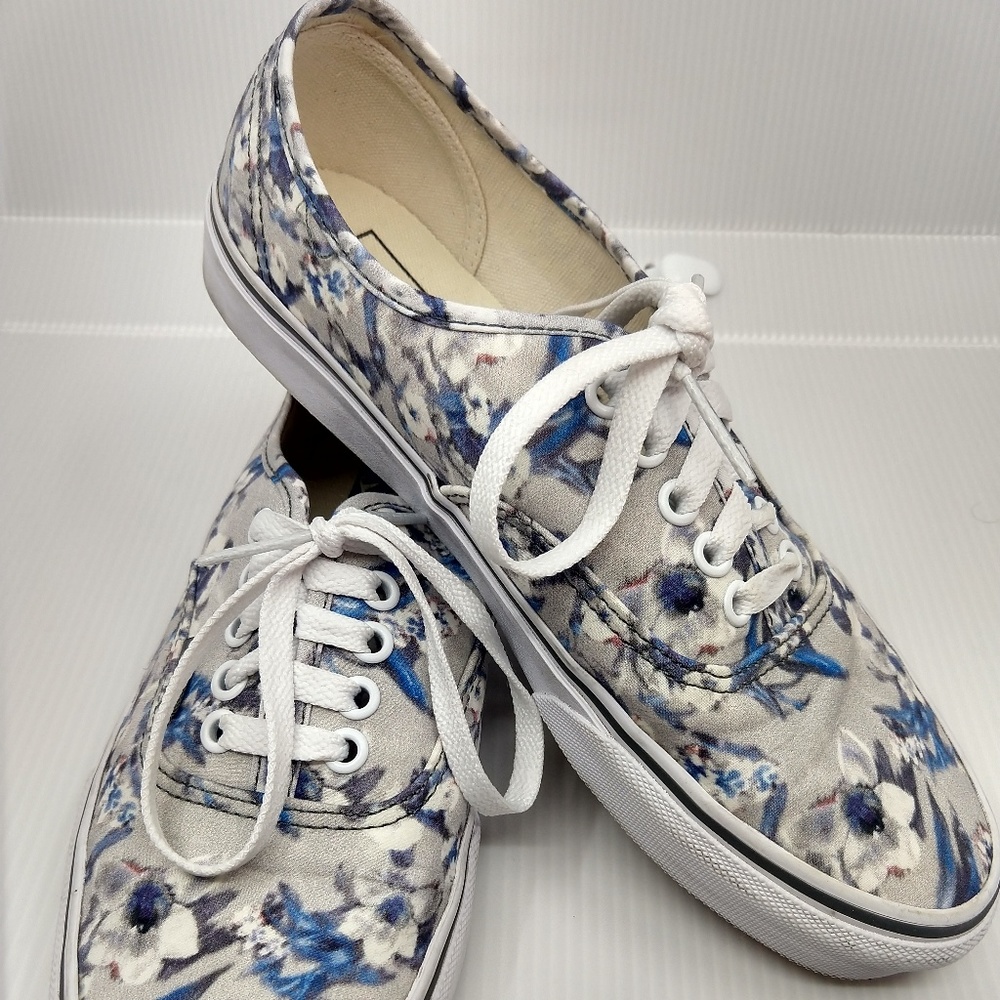 Vans 8.5 Floral White Blue VVGUC Lace Blossom